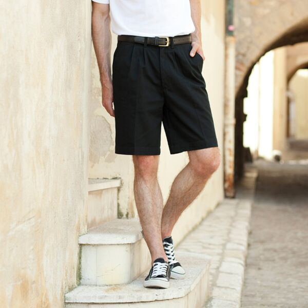 Teflon®-coated double pleat front chino shorts Thumbnail